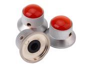BQLZR 3pcs Chrome Electric Guitar Hat Knobs Tone Control with Red Glass Top
