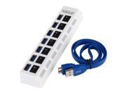 7 Ports USB 3.0 Hub 5 Gbps DC 5V 2A for PC Laptop HDD MP3 Mouse White