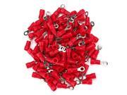 A pack of RV1.25 3 Ring Insulated Crimp Connector Electrical Wiring Terminal Red
