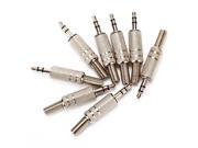 8PCS 3.5 mm Stereo Male Plug Audio Connector With 1 8 inch Spring Silver