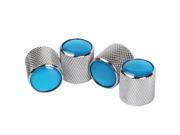 4X Silver Domed Volume Tone Control Steel Knob Electric Guitar Bass w Blue Top