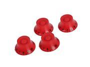BQLZR 4PCS Red BELL KNOB FOR ELECTRIC GUITAR PUSH ON with transparent dome