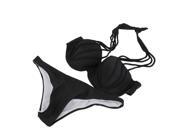 Sexy Strappy Bikini Swimwear Women Black Halter Swimsuit Bathing Suit