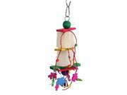 Parrot Bird Climb Hanging Toy Wooden Loofah Sponge Cage Ladder Swings Bell