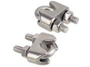 BQLZR 2 x Silver Tone 6mm Dia 304 Stainless Steel Wire Rope Clip Cable Clamp M6