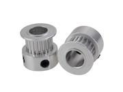 20T 8mm Bore 2mm Pitch Aluminum Alloy Timing Belt Pulley 2GT Silver Pack of 2