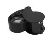Protable LED Jewellers Loupe 40 x 25mm Glass Jewellery Magnifier Eye Lens Black