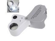 2 In 1 Silver LED Illuminated Jewellers Eye Glass Loupe Lens 60X 30X Magnifier