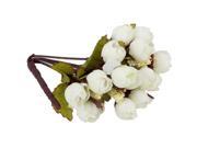 3 x Artificial Silk Fake White Rose Flower 15 Buds Bouquet Wedding Adornment