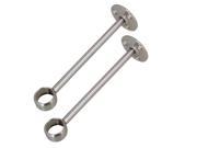 2 pcs Silver Stainless Steel Towel Rack Base Wall Mount Bathroom Accessory
