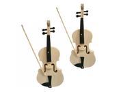 2pcs Woodcraft Construction Kit Violin Childs Building Puzzle Wooden Model Game