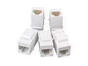 5 x Cat6 RJ45 Ethernet Inline Jack Coupler White Keystone Latch Female to Female