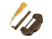 Chinese Old Style Carved Horizontal Padlock Lucky Lock and Key Spacing 5cm