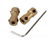 2 x RC Airplane 4mm 4mm Brass Joint Motor Shaft Coupling Connector Golden