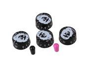 4 x Speed Knobs White Person Head Control Buttons For Electric Guitar Black