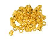 100 x Plastic 9.5mm Chicken Pigeon Leg Band Poultry Bird Numbered Rings Yellow