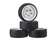 4x White Plastic Wheel Rims and Black Rubber Tires for RC1 10 On Road Racing Car