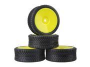 4x Yellow Plastic Imitate Wheel Rims Black Rubber Tyre for RC1 10 On Road Car