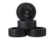 4x RC1 10 On Road Car 12mm Hex Black Plastic Wheel Rim Flame Pattern Rubber Tyre
