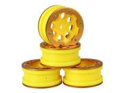 4x RC1 10 Rock Crawler Yellow Plastic 8 Hole Wheel Rim Gold Alloy Beadlocks