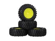 4 x RC1 10 Black Rubber Tyre Yellow Plastic Imitate Wheel Rim for Rock Crawler