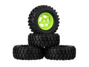 4 x RC 1 10 Car Black Rubber Tyre Green 5 Spoke Wheel Rim for Rock Crawler