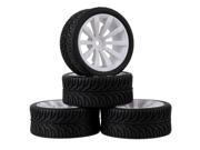 4x RC 1 10 On road Car Rubber Leaves Tyre White Plastic 10 Spoke Wheel Rim