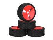 4x 3 Holes Red Plastic Wheel Rim High Grip Rubber Tyre for RC1 8 Off Road Car
