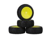 4xRC1 10 On Road Car Beard Pattern Rubber Tyre Yellow Smooth Imitate Wheel Rim