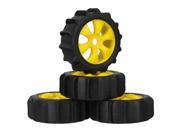 RC1 8 Off Road Car Rubber Beach Tire Yellow Plastic 6 Spoke Wheel Rim Pack of 4