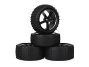 4 x Alloy Wheel Rim Cylinder Pattern Rubber Tyre for RC1 10 Off Road Car Black