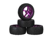 4x RC1 10 Off Road Car Purple Aluminium 5 Spoke Wheel Rims H Type Rubber Tyres