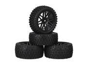 4x RC 1 10 Plastic 16 Spoke Wheel Rims H Type Rubber Tyres Black for Buggy