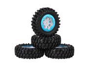 4xRC1 10 Rock Crawler Gravel Rubber Tyre White 8 Hole Wheel Rim Blue Beadlock