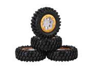 4x RC1 10 Rock Crawler Rubber Gravel Tyre White 8 Hole Wheel Rim Yellow Beadlock