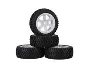 4x RC1 10 On Road Car White Plastic 6 Spoke Wheel Rim Beard Pattern Rubber Tyre