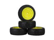 4x RC1 10 On Road Car Yellow Plastic Imitate Wheel Rim Beard Pattern Rubber Tire