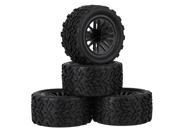 4 x Black RC1 10 Truck Rubber Arrow Type Tire Plastic 14 Spoke Wheel Rim