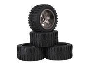 4xRC1 10 Truck Wave Pattern Rubber Tire Alumiunm 7 Spoke Wheel Rim