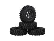 4x RC1 10 Rock Crawler Simulation Rubber Tire Black Plastic 6 Spoke Wheel Rim