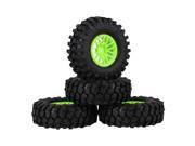 4x RC1 10 Rock Crawler Simulation Rubber Tire Green Plastic 14 Spoke Wheel Rim