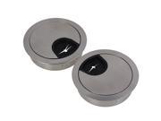 2 x Zinc Alloy Hairline Finish Desk Cable Grommet Tidy Wire Hole Cover 50mm