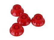 4pcs Electric Guitar Volume Tone Control Knobs Red Transparent with 6mm Dia Hole