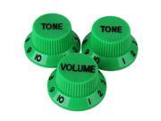3x Top Hat Hut UFO Bell Control Knob 1 Volume 2 Tone for Electric Guitar Green
