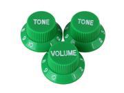 3pcs 1 Volume 2 Tone Top Hat Hut UFO Bell Control Knob Green for Electric Guitar