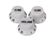 3x Electric Guitar Top Hat Volume Tone Control Knob White Plastic 5.5mm Dia Hole
