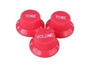 3pcs 1 Volume 2 Tone Top Hat Hut UFO Bell Control Knob Pink for Electric Guitar