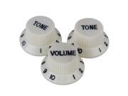 3x Milky White 1 Volume 2 Tone Control Knob for Electric Guitar 5.5mm Dia Hole