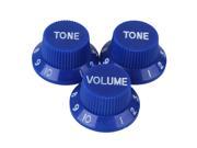3pcs 1 Volume 2 Tone Hut Top Hat Bell Control Knob for Electric Guitar Dark Blue