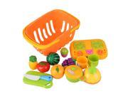 BQLZR 14 PCS Pretend Role Play Kitchen Fruits Vegetables Shooping Basket Toy